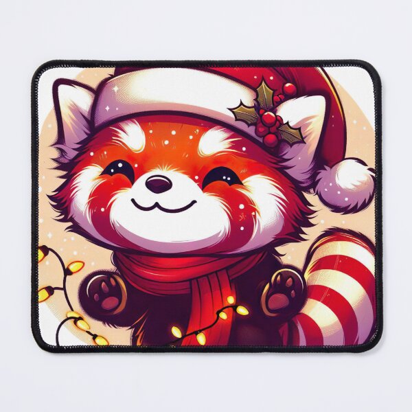 Item preview, "Festive Red Panda Cartoon: Christmas Hat Joy in Vector Illustration" designed and sold by Huycao211.