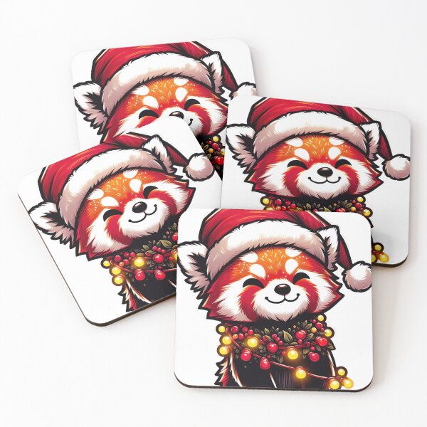 Item preview, "Festive Red Panda Cartoon: Christmas Hat Joy in Vector Illustration" designed and sold by Huycao211.