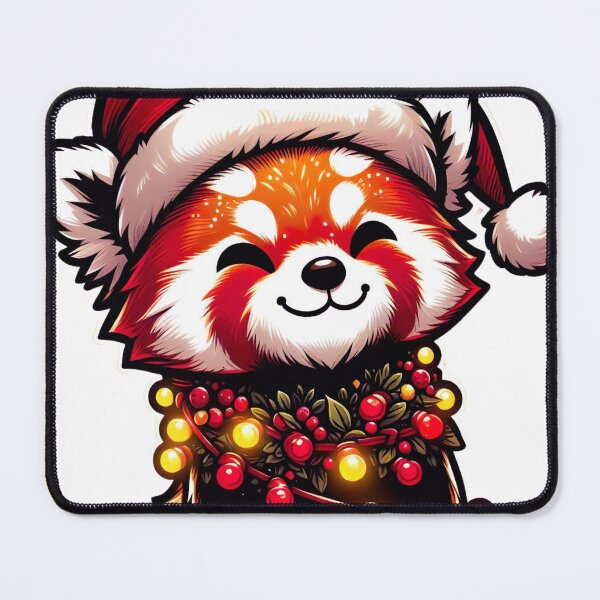 Item preview, "Festive Red Panda Cartoon: Christmas Hat Joy in Vector Illustration" designed and sold by Huycao211.
