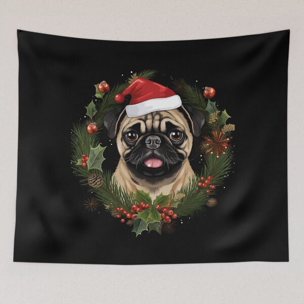 Item preview, Cheerful Christmas Pug designed and sold by MiduImages.