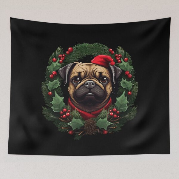 Item preview, Cheerful Christmas Pug designed and sold by MiduImages.