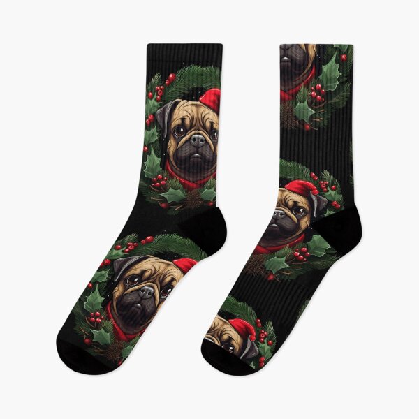 Item preview, Cheerful Christmas Pug designed and sold by MiduImages.