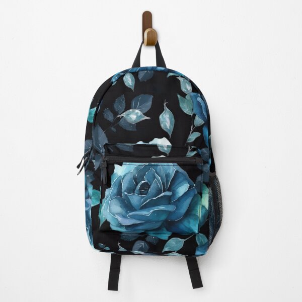 Item preview, blue rose on a blac background designed and sold by elegantpaterns.