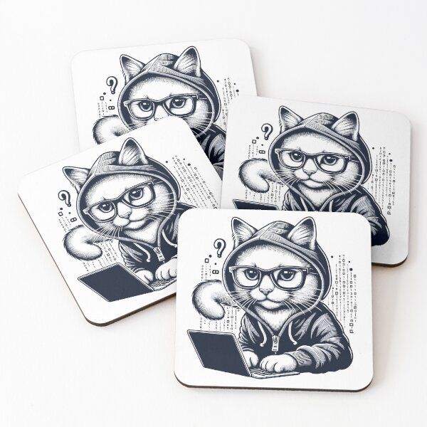 Item preview, Hacker Cat - Funny Animals - Geek Cat Programmer designed and sold by InkCraftHouse.