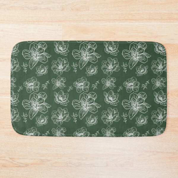 Item preview, White magnolias on green background designed and sold by kreativeadern.