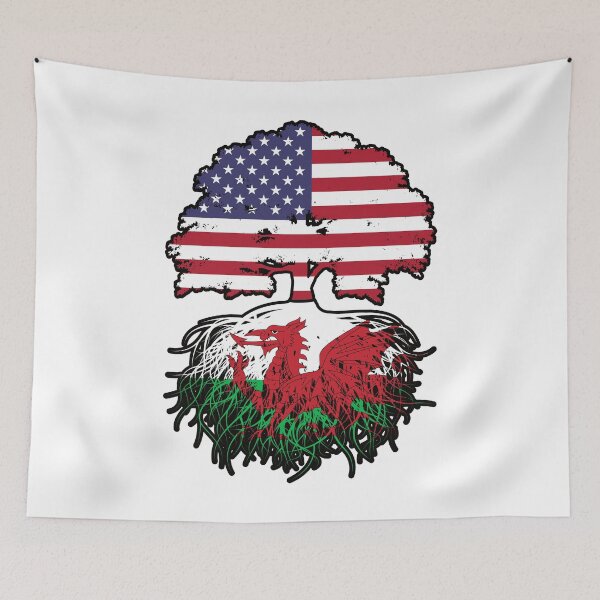 Item preview, Wales Welsh American USA Tree Roots Flag designed and sold by FlagX.