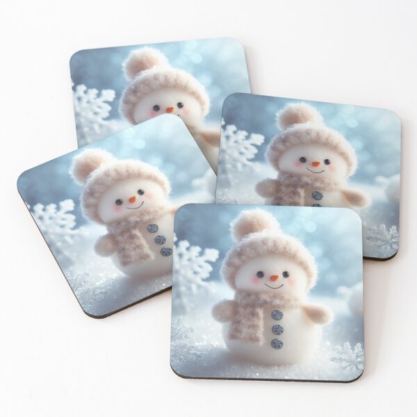 Item preview, Christmas snowman with snowflakes on bokeh background. designed and sold by DenisAgati.