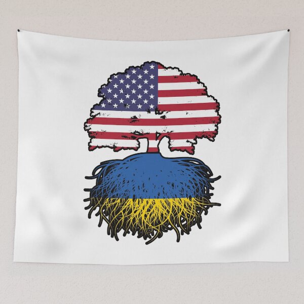 Item preview, Ukraine Ukrainian American USA United States America Tree Roots Flag designed and sold by FlagX.