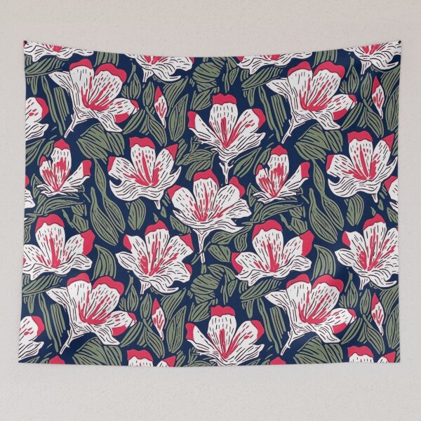 Item preview, Red And Blue Tropical Lilly Seamless Pattern by Bossy Cat Home designed and sold by BossyCatHome.