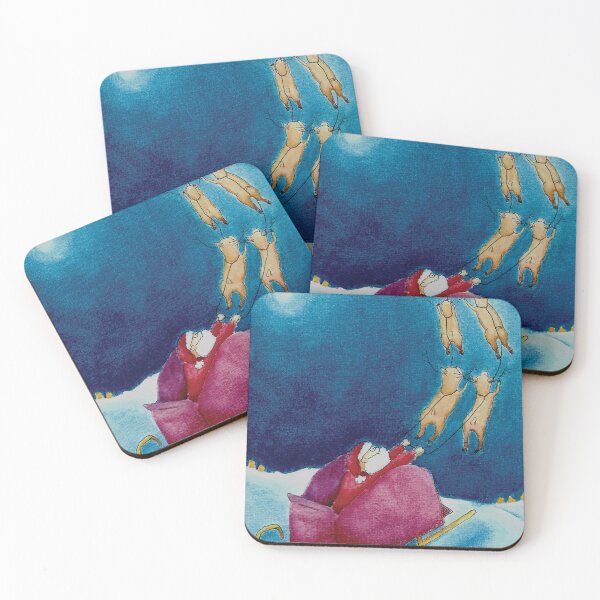 Item preview, santa claus flies in the sky with his sleigh and his reindeer designed and sold by Les illustrations d'Adėle L..