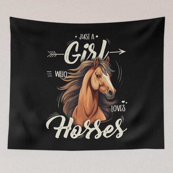 Artikelvorschau, A Horse With The Quote "Just A Girl Who Loves Horses" - Girls Riding Shirt entworfen und verkauft von TuuliTuule.