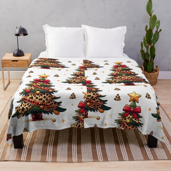 Item preview, Gold Red Leopard Print Christmas Tree leopard Canvas Wall Art Pattern Jaguar Bengal Cat Pattern Eclectic Exotic designed and sold by CoffeeIsATrip.