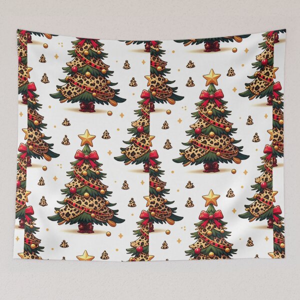 Item preview, Gold Red Leopard Print Christmas Tree leopard Canvas Wall Art Pattern Jaguar Bengal Cat Pattern Eclectic Exotic designed and sold by CoffeeIsATrip.