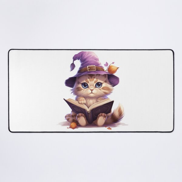 Item preview, Lindo gato con sombrero de bruja leyendo un libro designed and sold by HappyStickBike.