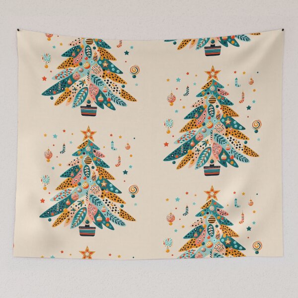 Item preview, Turquois Gold Aqua Blues Greens Leopard Print Christmas Tree Feathers leopard Canvas Wall Art Pattern Jaguar Bengal Cat Pattern Eclectic Exotic designed and sold by CoffeeIsATrip.