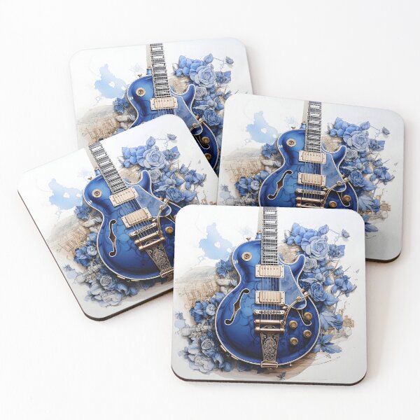 Item preview, abstract blue electric guitar print designed and sold by dcrc.