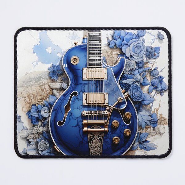 Item preview, abstract blue electric guitar print designed and sold by dcrc.
