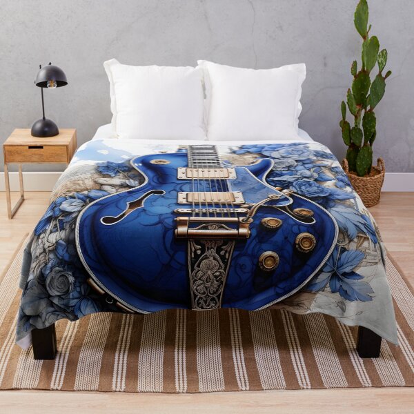 Item preview, abstract blue electric guitar print designed and sold by dcrc.