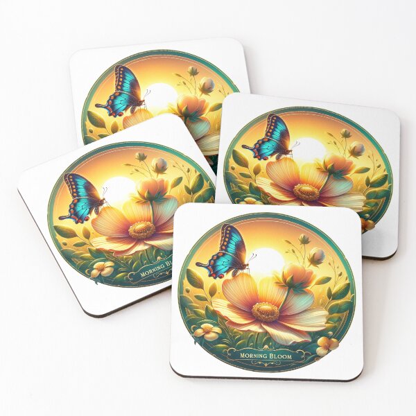Item preview, Sunrise Butterfly Embrace, Sunrise garden print, Floral Butterfly design, Nature's Awakening art, Daybreak Butterfly scene designed and sold by epicevolution.