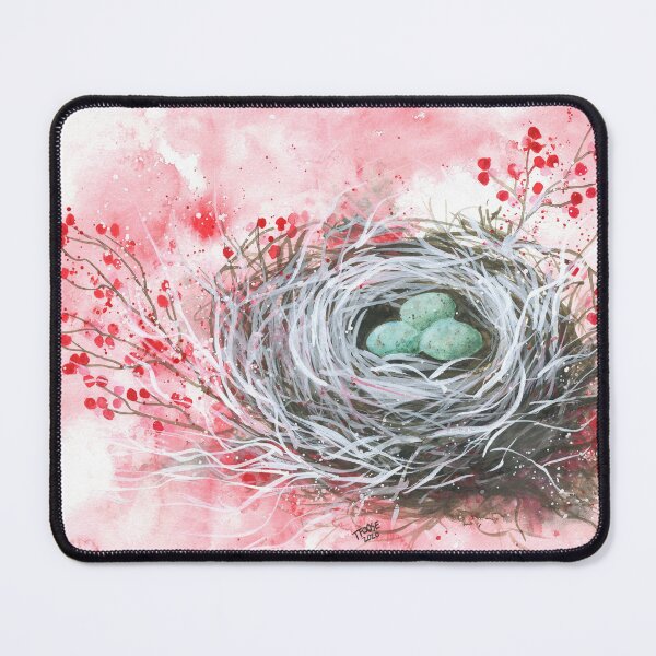 Item preview, Bird Nest With Red Winter Berries designed and sold by Taphath Foose Artist.