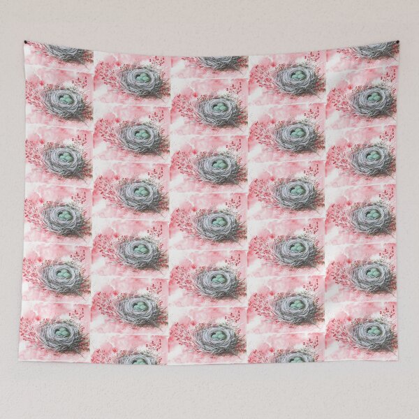 Item preview, Bird Nest With Red Winter Berries designed and sold by Taphath Foose Artist.