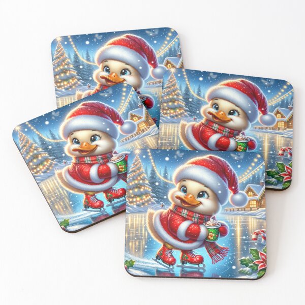 Item preview, Santa Duck Skating with Hot Cocoa designed and sold by bandjdesigns.