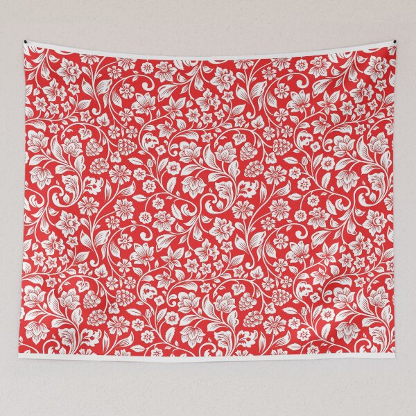 Item preview, Flowers pattern on red background designed and sold by LuckyCreative.