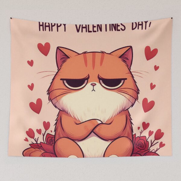 Item preview, Unamused Happy Valentines Day Cat designed and sold by FuzyFriendHaven.