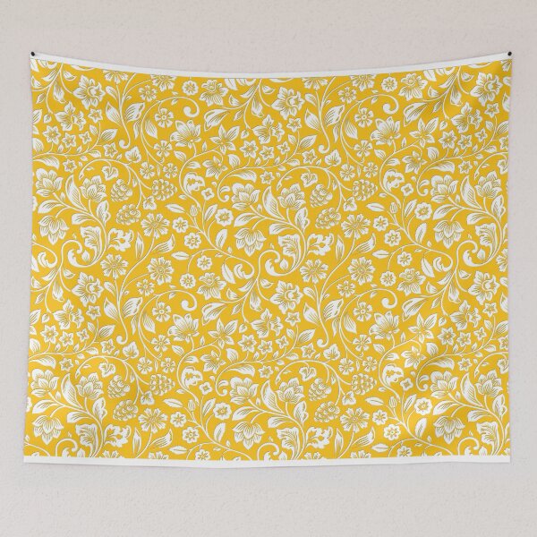Item preview, Flowers pattern on yellow background designed and sold by LuckyCreative.
