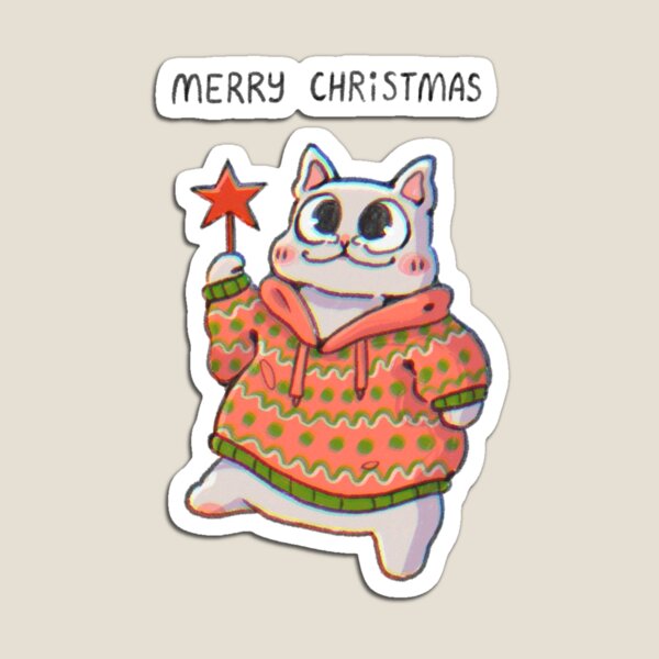 Artikelvorschau, Süße Katze „Frohe Weihnachten“ entworfen und verkauft von Fruksi.