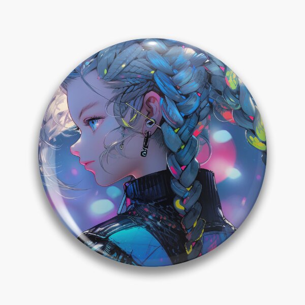Item preview, Cyberpunk Futuristic Neon Braids Anime Girl designed and sold by bubblegoth.