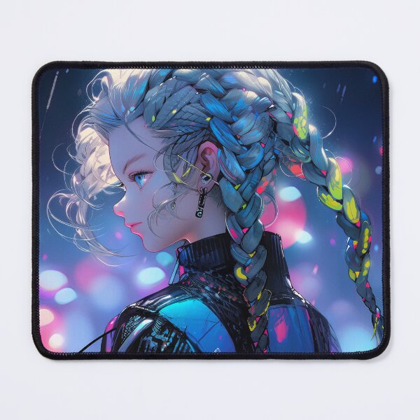 Item preview, Cyberpunk Futuristic Neon Braids Anime Girl designed and sold by bubblegoth.