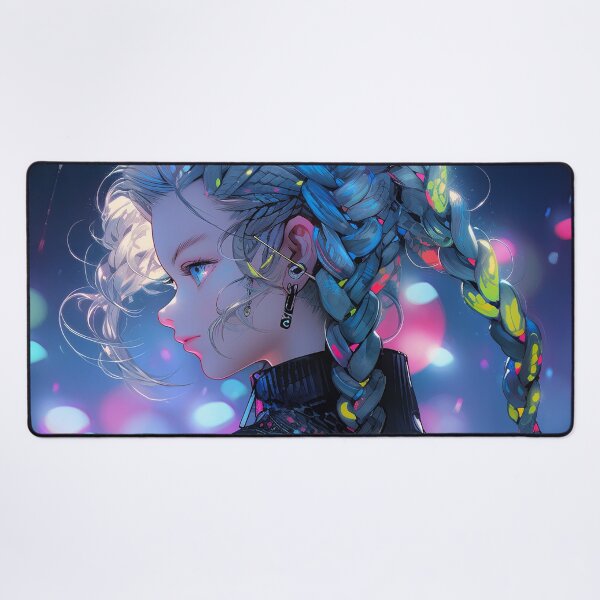 Item preview, Cyberpunk Futuristic Neon Braids Anime Girl designed and sold by bubblegoth.