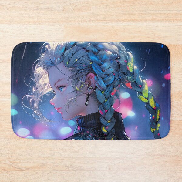 Item preview, Cyberpunk Futuristic Neon Braids Anime Girl designed and sold by bubblegoth.