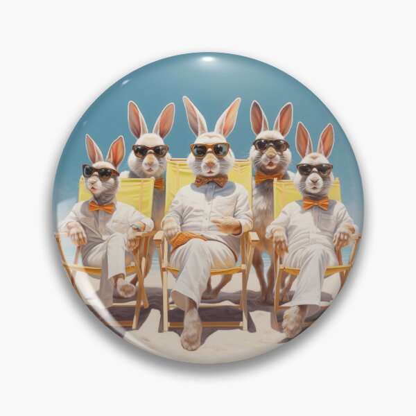 Item preview, 5 Rabbits Sunbathing On Deckchairs One The Beach Wearing Sun Glasses With Bow Ties designed and sold by NeavesPhoto.