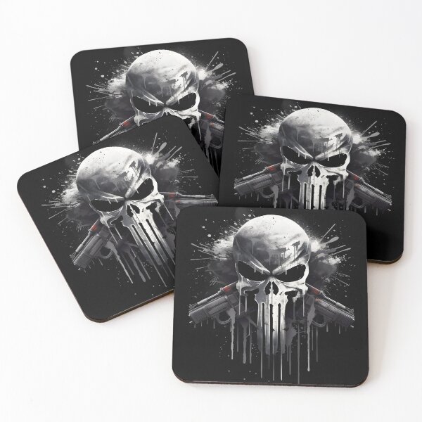 Item preview, Punisher themed gray skull art print designed and sold by dcrc.