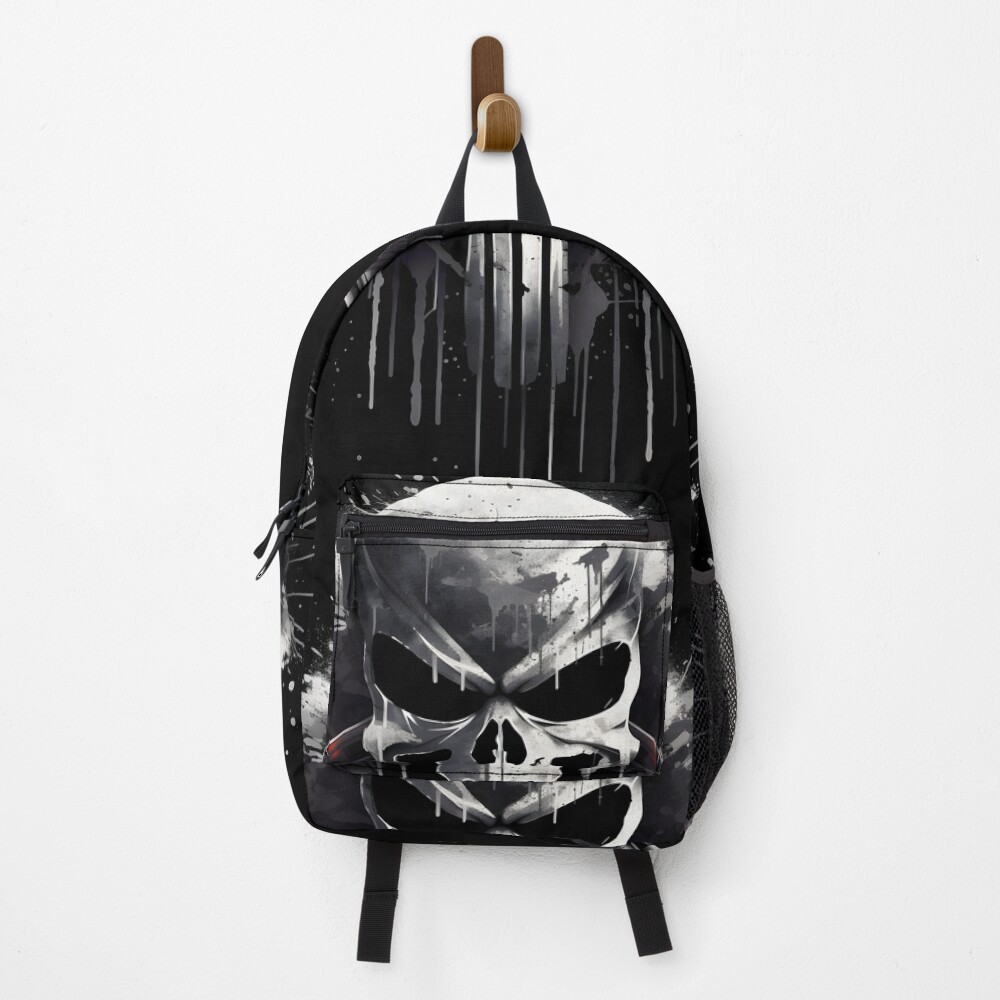 Punisher themed gray skull art print Duffle Bag