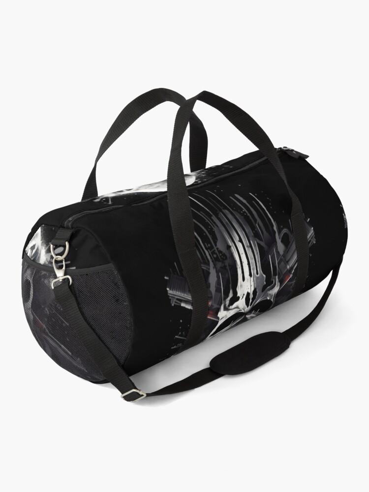 Punisher themed gray skull art print Duffle Bag