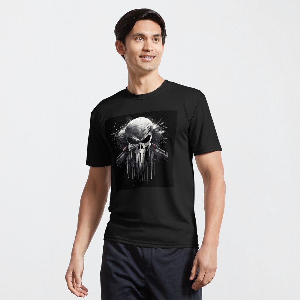 Punisher themed gray skull art print Duffle Bag