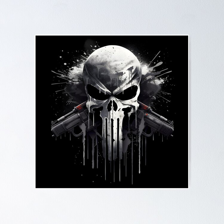 Punisher themed gray skull art print Duffle Bag