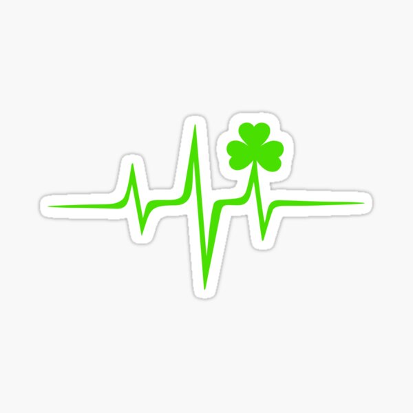 Music Pulse Irish, Frequency, Wave, Heartbeat, Shamrock Sticker