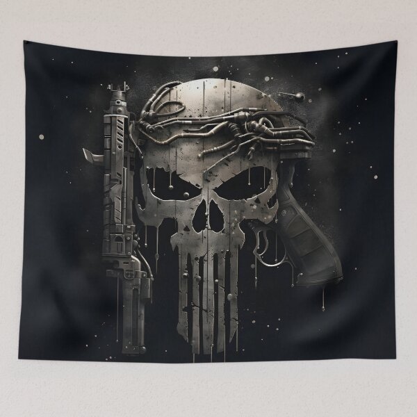 Item preview, Punisher themed gray skull art print designed and sold by dcrc.
