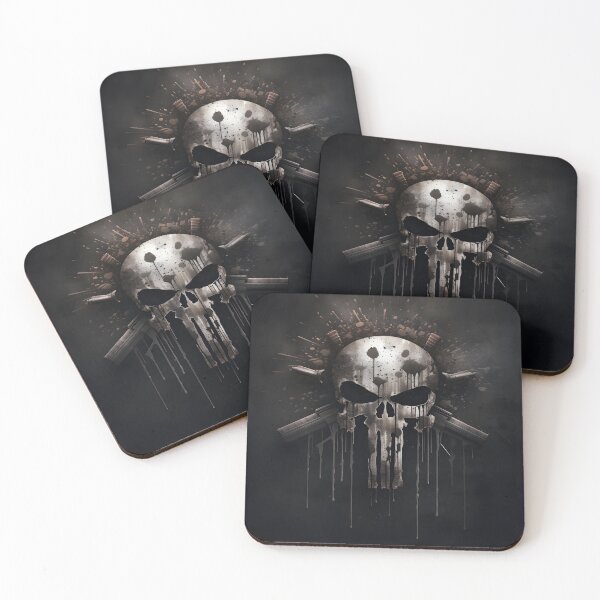 Item preview, punisher themed gray skull art print designed and sold by dcrc.