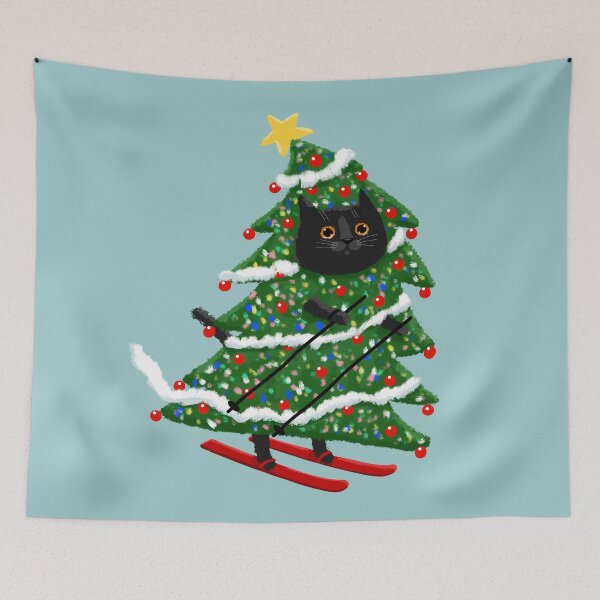 Item preview, The Christmas Tree Skiier designed and sold by KilkennyCat Art.
