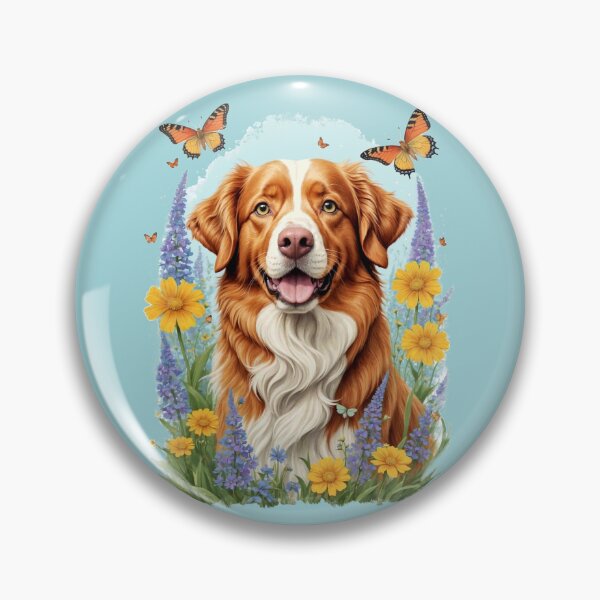 Item preview, Retro Vintage Nova Scotia Duck Tolling Retriever Floral Vignette designed and sold by BlossomCreative.