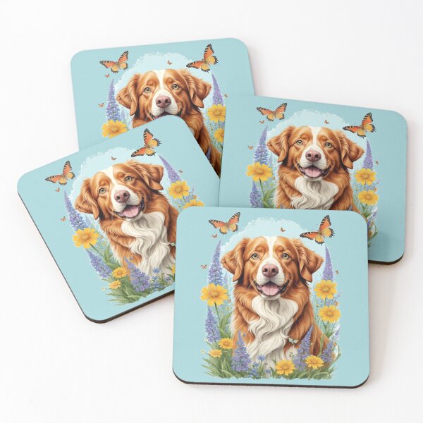Item preview, Retro Vintage Nova Scotia Duck Tolling Retriever Floral Vignette designed and sold by BlossomCreative.