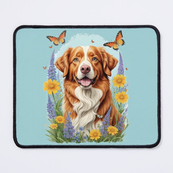 Item preview, Retro Vintage Nova Scotia Duck Tolling Retriever Floral Vignette designed and sold by BlossomCreative.