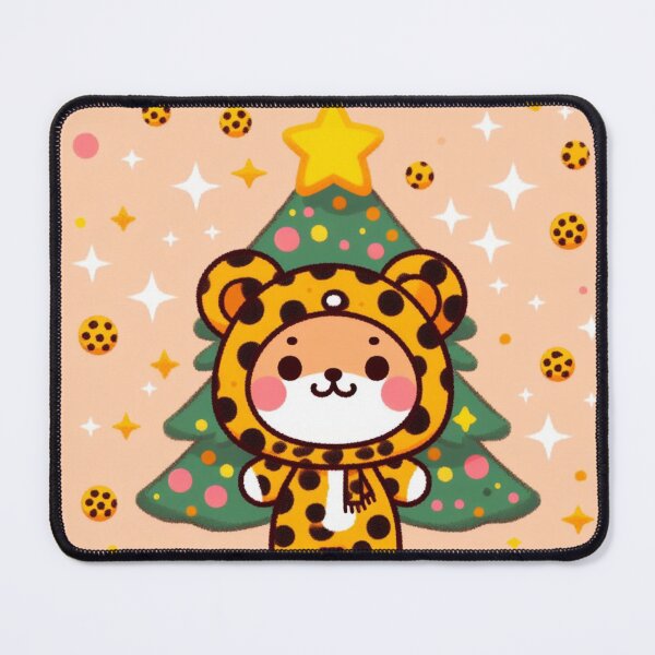 Item preview, Chibi Leopard Print Christmas Tree leopard Canvas Wall Art Pattern Jaguar Bengal Cat Pattern Eclectic Exotic Xmas Cookies designed and sold by CoffeeIsATrip.
