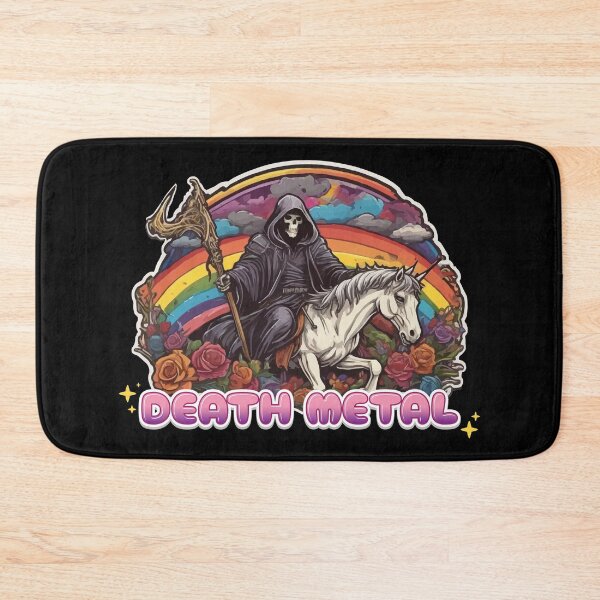 Item preview, Death Metal Rainbow Grim Reaper Riding a Unicorn designed and sold by thecatcouch.