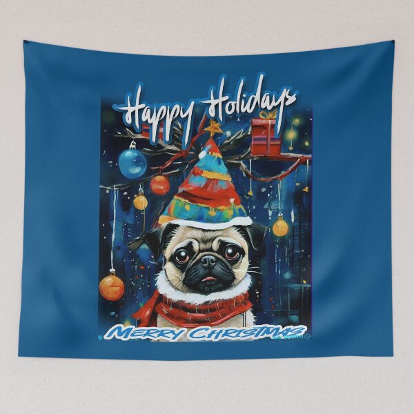 Item preview, Pug HAPPY HOLIDAYS 92 MERRY CHRISTMAS designed and sold by RedBluffTraders.